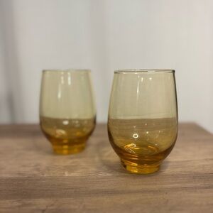 Amber Stemless Wine Glasses/tumblers (set of 2)